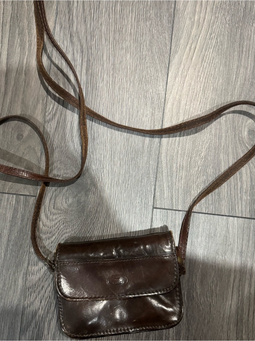 Vintage The Trend Leather Brown Mini Crossbody Bag Italy purse shoulder camera